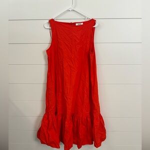 Cotton Orange Sleeveless Dress so cute with white bow top underneath